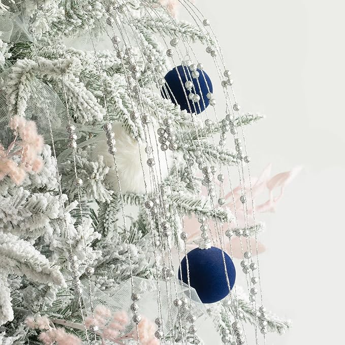 KI Store Velvet Christmas Balls Blue 25pcs Flocked Christmas Tree Ornaments Assortment for Xmas Tree Holiday Decor