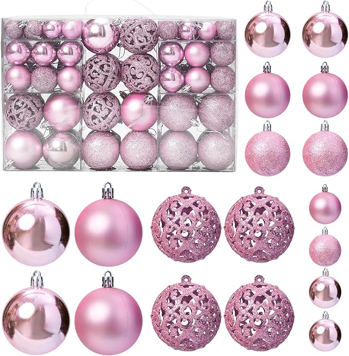 100-Pack Christmas Ball Ornaments for Tree,Shatterproof Plastic Holiday Baubles Set in Assorted Sizes and Finishes, Christmas Tree Decorations for Home, Office, Party, Indoor Outdoor Use