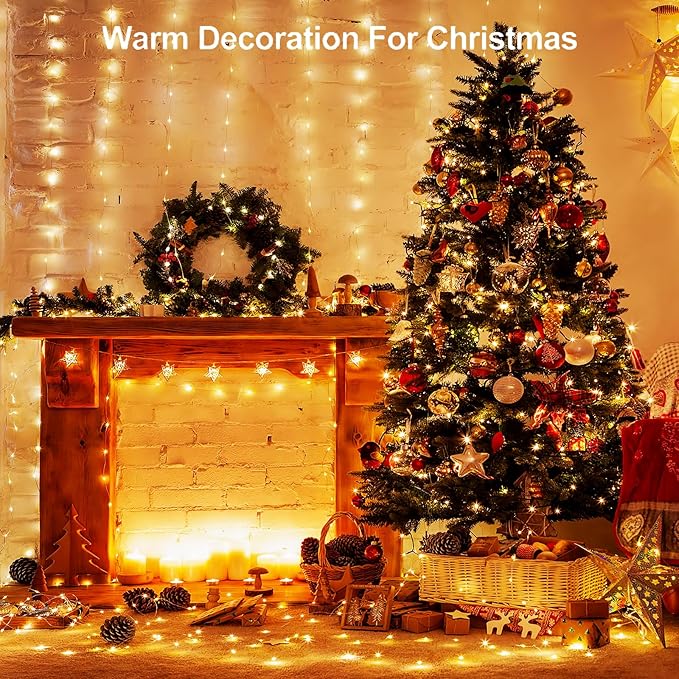 Upgraded 4 Pack 33Ft 100 LED Fairy Lights Battery Operated with Timer, Waterproof LED String Lights Outdoor Indoor, Battery Twinkle Lights for Christmas, Bedroom, Classroom, Parties, Wedding, Decor