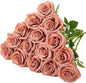 15pcs Fake Roses Light Dusty Rose Artificial Silk Flowers Faux Rose Flower Long Stems Bouquet for Arrangement Wedding Centerpiece Party Home Kitchen Decor
