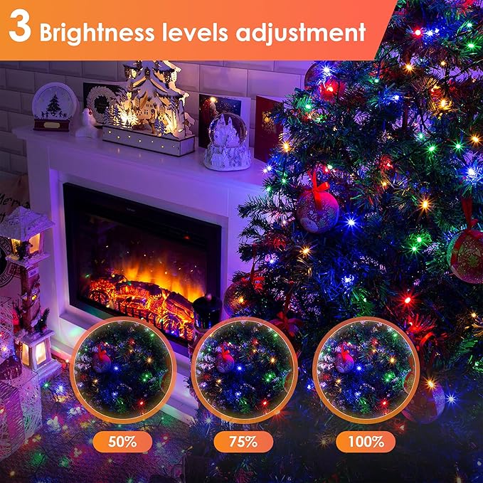 Christmas Lights 600 LED 196FT, IP67 Waterproof Christmas Tree Lights with 8 Modes, Outdoor String Lights with Timers & Memory Function, Xmas Light for Holiday Decor (Multicolored)