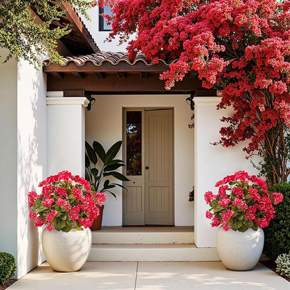 4 Pcs Artificial Flowers Bougainvillea Outdoor Artificial Plants Faux Flowers with Stems Silk Flowers for Wedding Porch Living Garden Decor(4PCS,Rose Red)