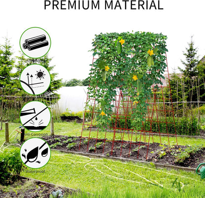 Cucumber Trellis 2 Pack, 59" H Foldable A-Frame Garden Trellis for Raised Bed Garden Grow Support with Plant Support Clips, Twist Ties for Cucumber,Tomato, Climbing Plants and Flowers