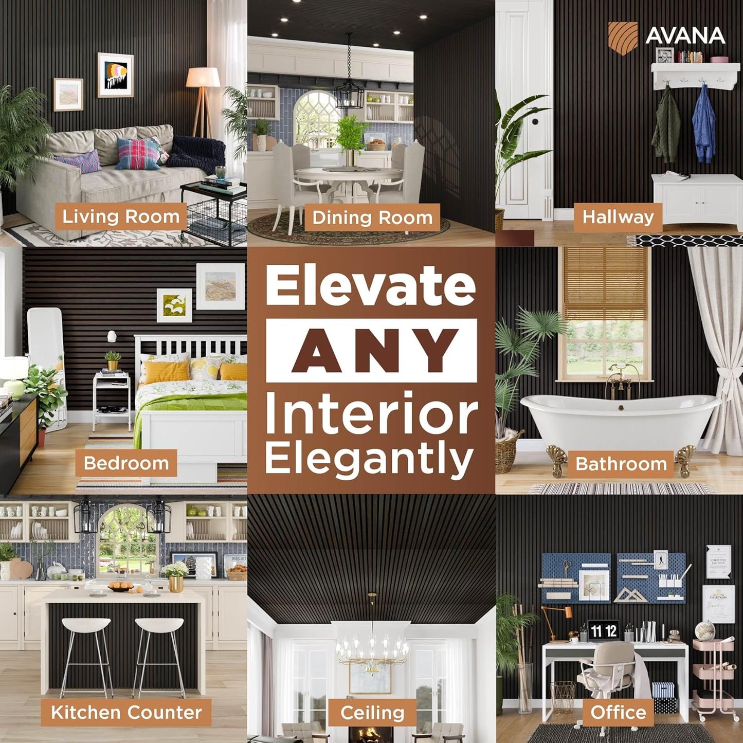 Avana Modern Acoustic Wood Wall Panels – 94.4 x 12.6 Inch Smoke Oak Acoustic Panels 1 PC – Wall Panels For Interior Wall Decor For Homes, Offices, Studios – Sturdy & Durable Wood Panels For Wall