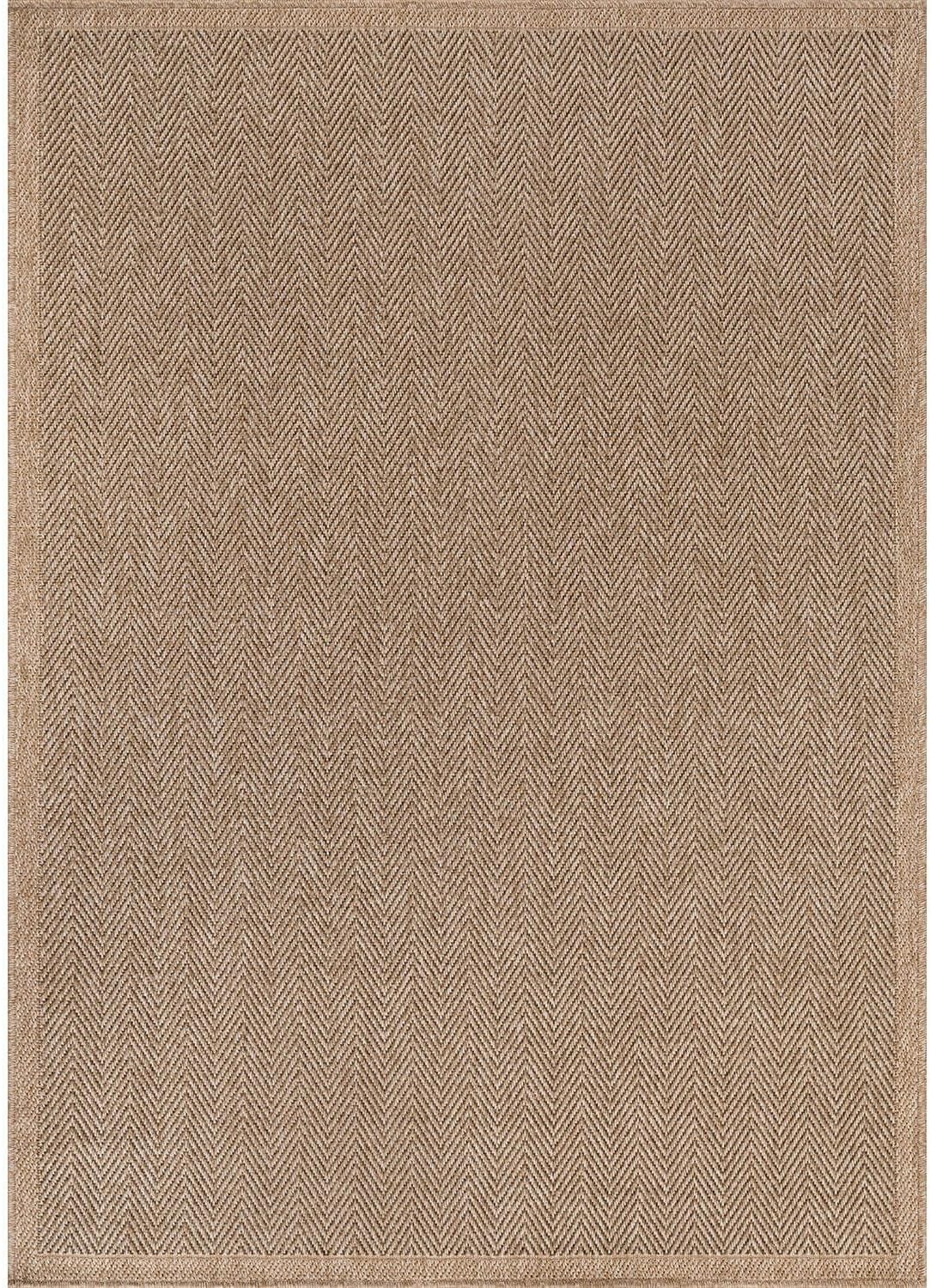 CAMILSON Easy Jute Rug 4x6, Indoor Outdoor Natural Color Fiber Area Rugs for Living Room Patio and Kitchen Rug Herringbone Seagrass Woven Design Easy-Cleaning Washable Outside Carpet Alfombras 4 x 6