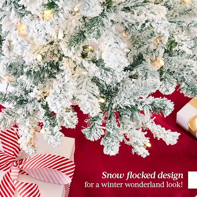 Best Choice Products Pre-Lit Sage Green Christmas Tree, 4.5ft Artificial Flocked Full Fir Tree, Holiday Decoration w/ 200 Lights, 400 Branch Tips