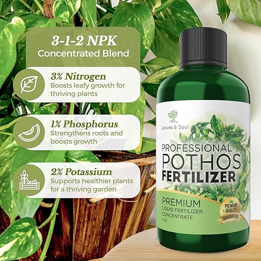 Professional Liquid Pothos Plant Fertilizer | 3-1-2 Concentrate for Epipremnums and Houseplants | Multi-Purpose Blend & Gardening Supplies | 8 oz Bottle