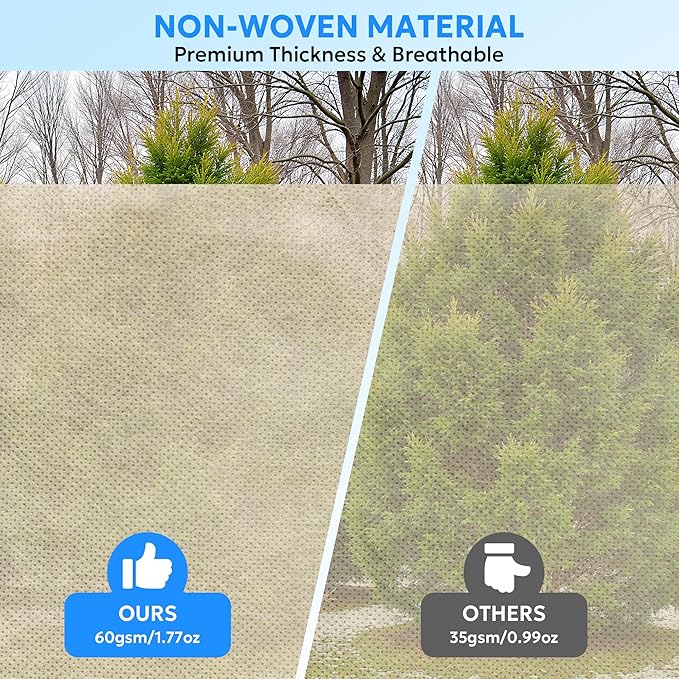 MIXC Plant Covers Freeze Protection, 31.4''×39.3'' Winter Cold Weather Frost Blankets Shrub Jacket with Drawstring Reusable Frost Protection Cloth for Outdoor Plants Fruit Tree Potted (4 Pack)