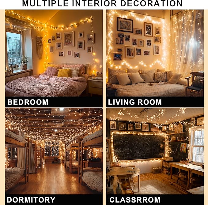 Dazzle Bright Christmas String Lights, 100 FT 300 LED Connectable Waterproof String Lights Clear Wire with 8 Modes Timer, Christmas Decorations for Indoor Outdoor Xmas Party Yard Garden (Warm White)