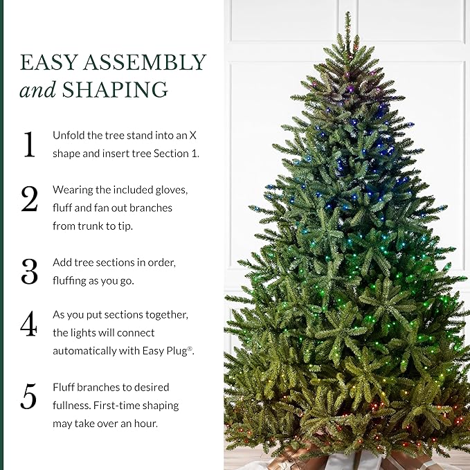 Balsam Hill 7.5 ft Pre-Lit Classic Blue Spruce - Artificial Christmas Tree with 540 Twinkly Lights, Easy Plug Technology, Premium Stand for Indoor Holiday Decorating