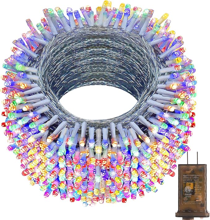 KNONEW 403ft 1000 LED String Lights Outdoor Christmas Lights 8 Modes & Timer Fairy Light Plug in Waterproof LED String Lights for Xmas Yard Tree Wedding Party Holiday Decorations (Multicolor)