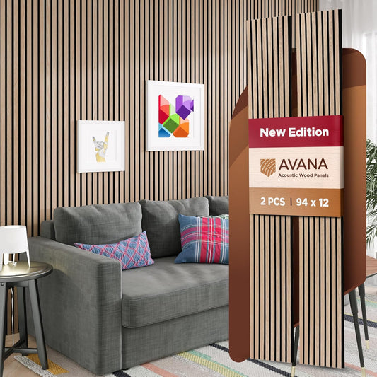 Avana Acoustic Wood Wall Panels – 94.4 X 12.6 Inch White Oak Acoustic Panels 2 PCs – Wall Panels For Interior Wall Decor For Homes, Offices, Studios – Sturdy And Durable Wood Panels For Wall