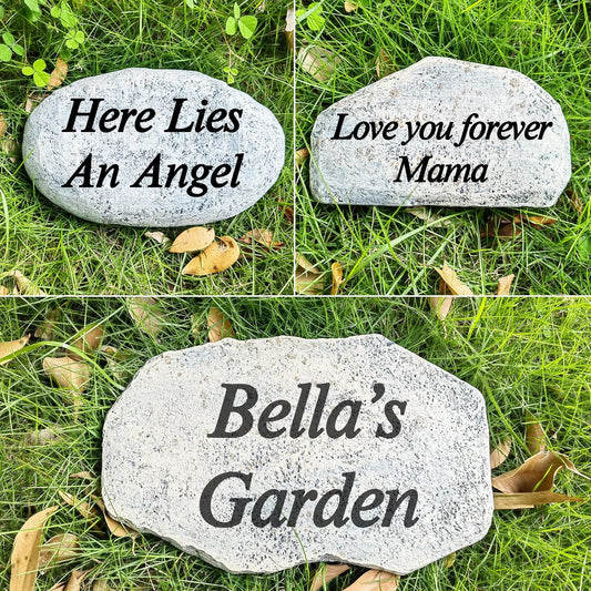 Zatanmulo Personalized Pet Memorial Stone, Garden Memorial Stone Personalized, Dog Headstone, Cat Tombstone, Memorial Plaque Outdoor, Garden Stepping Stone (Any Words)