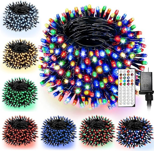 RGB Christmas Lights Outdoor, 164 FT 500 LED Color Changing String Lights with Remote & Timer, Music Sync Multiple Modes Waterproof Christmas Tree Light for Home Party Holiday Xmas Decoration