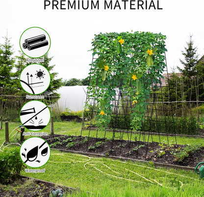Cucumber Trellis 2 Pack, 59" H Foldable A-Frame Garden Trellis for Raised Bed Garden Grow Support with Plant Support Clips, Twist Ties for Cucumber,Tomato, Climbing Plants and Flowers