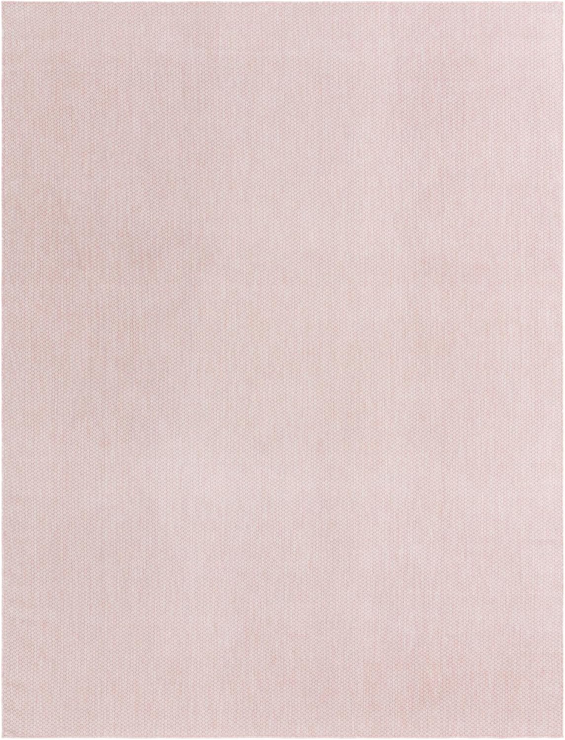 Unique Loom Collection Casual Transitional Solid Heathered Indoor/Outdoor Flatweave Area Rug (10' x 13' 1" Rectangle, Whisper Pink/Ivory)