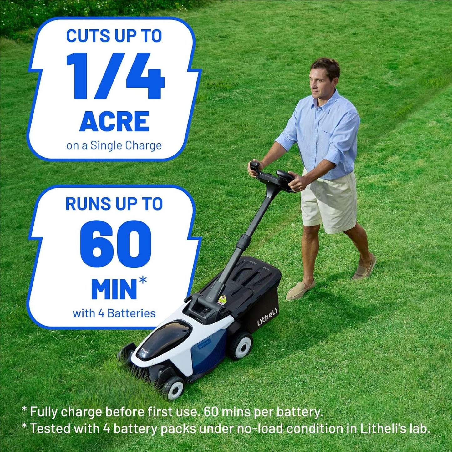 Electric Lawn Mower, Self-propelled Lawn Mower Cordless 40V(2 * 20V) 18.5" Brushless Mower with Electric Cutting Height Adjustment, Higher Rotation Speed, 4 x 4.0Ah Battery and Rapid Charge Included