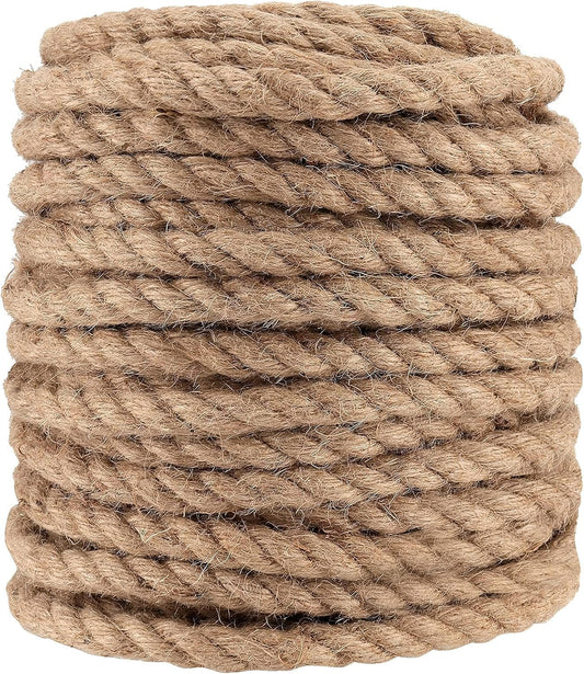 PINGEUI 164 Feet 10mm Jute Rope, Natural Jute Twine, Hemp Rope for DIY Arts Crafts, Gardening, Bundling, Home Decoration