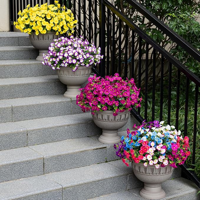 Lnoicy Artificial Flowers for Outdoor 12 Bundles Eucalyptus Fake Flowers for Planter,UV Resistant Fake Morning Glory for Home/Porch/Garden Decoration (Mix Color)