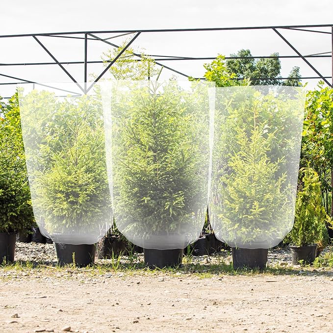 6 Pcs Winter Plant Covers Freeze Protection Small Plastic Clear Film Cover Shelter Bags Waterproof Frost Cloth for Outdoor Plants Greenhouse Garden Rain Frost Protection(39.4 x 59 Inch)
