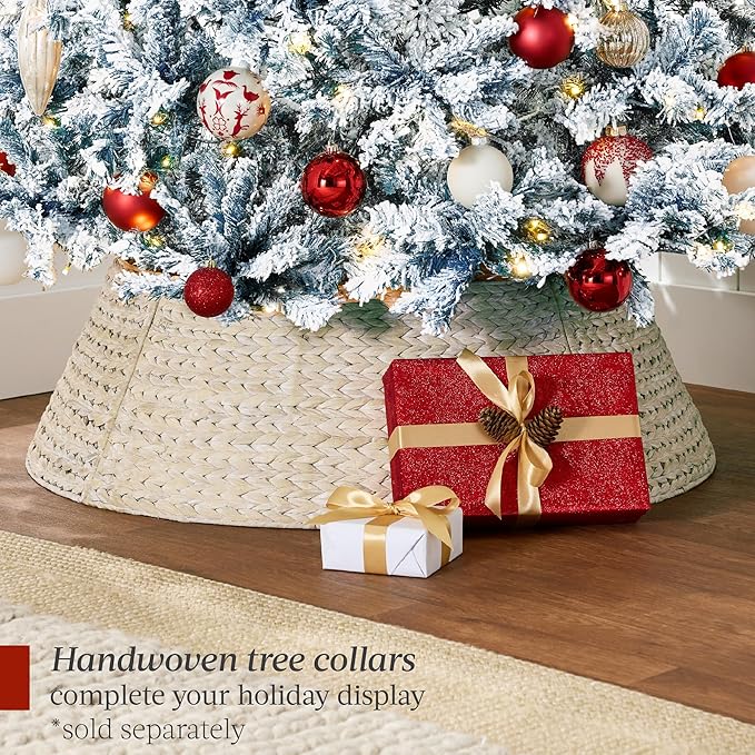 Best Choice Products Pre-Lit Ice Blue Christmas Tree, 7.5ft Artificial Flocked Full Fir Tree, Holiday Decoration w/ 550 Lights, 1,346 Branch Tips