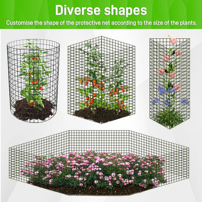 16pcs Plant Protectors from Animals, 16"x 12" Wire Plant Protector, Wire Cages for Plants with Stakes and Cable Ties, Metal Plant Cages for Plants, Vegetables, Flowers