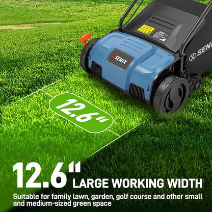 SENIX 12 Amp 13-Inch Corded Electric Dethatcher and Scarifier with Collection Bag,Lawn Care Equipment for Removing Thatch and Improving Yard Growth,Garden Tool Gifts(SCE12-L1)
