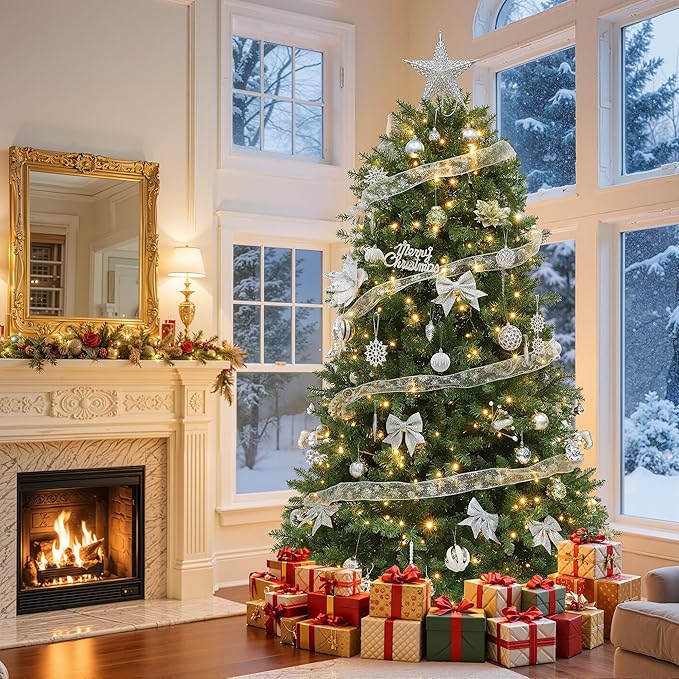 GOOBED 6FT Prelit Artificial Christmas Tree with Remote, Green Bell Shape Christmas Tree with Dual Color LED Lights, 11 Light Modes & Stand, Xmas Holiday Decor for Home,Mall, Office and Restaurant