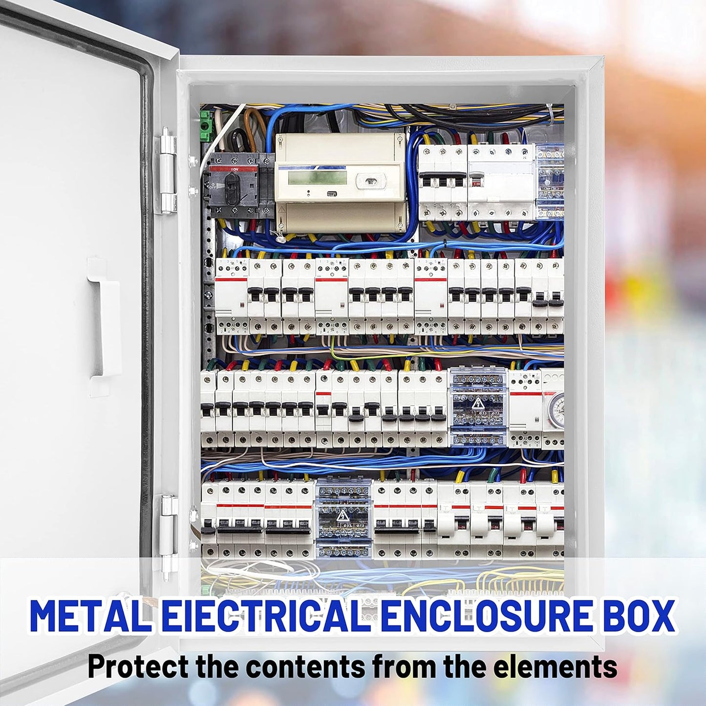 Outdoor Electrical Box 12 x 10 x 6''D NEMA 4X Enclosure Steel Box, Waterproof & Dustproof Outdoor/Indoor Lockable Electrical Junction Box, with Mounting Plate