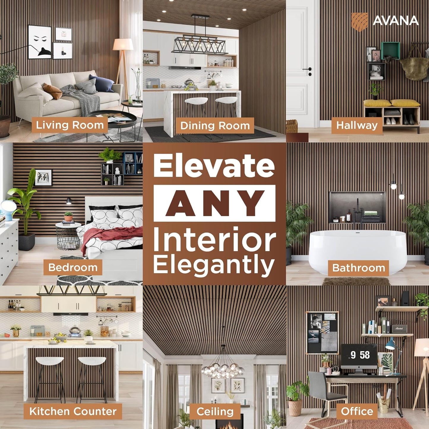 Avana Modern Acoustic Wood Wall Panels – 47.2 X 12.6 Inch Smoke Oak Acoustic Panels 1 PC – Wall Panels For Interior Wall Decor For Homes, Offices, Studios – Sturdy And Durable Wood Panels For Wall