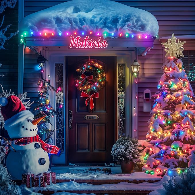 25Ft Christmas Lights Outdoor, C9 Multicolor Christmas Lights with 25 Colored LED Bulbs, Waterproof Connectable for Holiday, Xmas, Roofline, Wedding, Christmas Tree Decoration - Green Wire