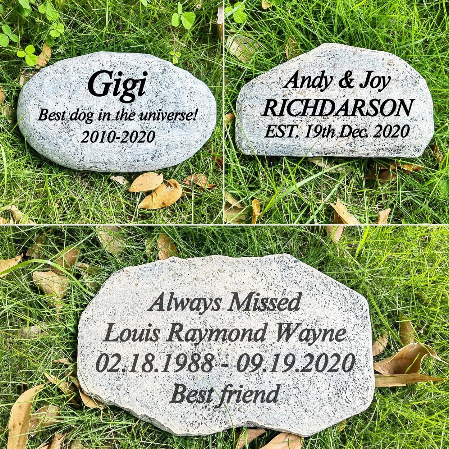 Zatanmulo Personalized Pet Memorial Stone, Garden Memorial Stone Personalized, Dog Headstone, Cat Tombstone, Memorial Plaque Outdoor, Garden Stepping Stone (Any Words)