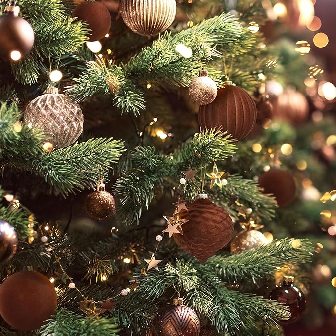 KI Store Velvet Christmas Balls 25pcs Flocked Christmas Tree Ornaments for Xmas Holiday Hanging Decor (Brown)