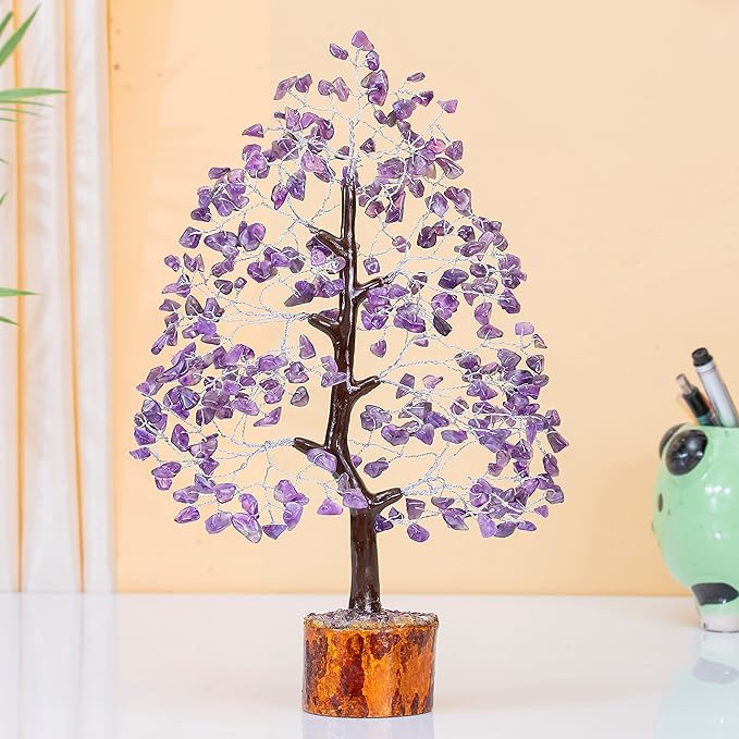 Amethyst Crystal Tree of Life Handmade Gemstone Tree, Chakra Tree of Life, Healing Crystal Tree, Feng Shui Tree Decor, Crystal Decorations, Money Tree Bonsai, Artificial Tree, Spiritual Wisdom Gift
