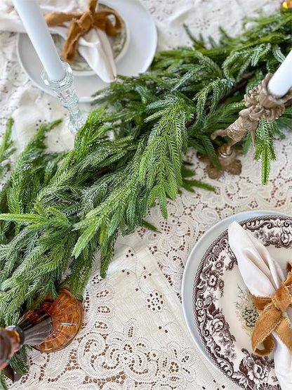 Faux Norfolk Pine Christmas Garland – Real Touch Greenery Artificial Cedar Christmas Garland for Fireplace Mantel, Staircase, Door Frame, Holiday Indoor Winter Décor (12FT)