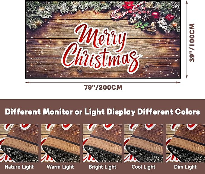 Christmas Rug Xmas Holiday Decorative Wood Grain Pattern Welcome Mat for Home Decoration Non Slip Outdoor Indoor Entrance Floor Mat,79" X 39"