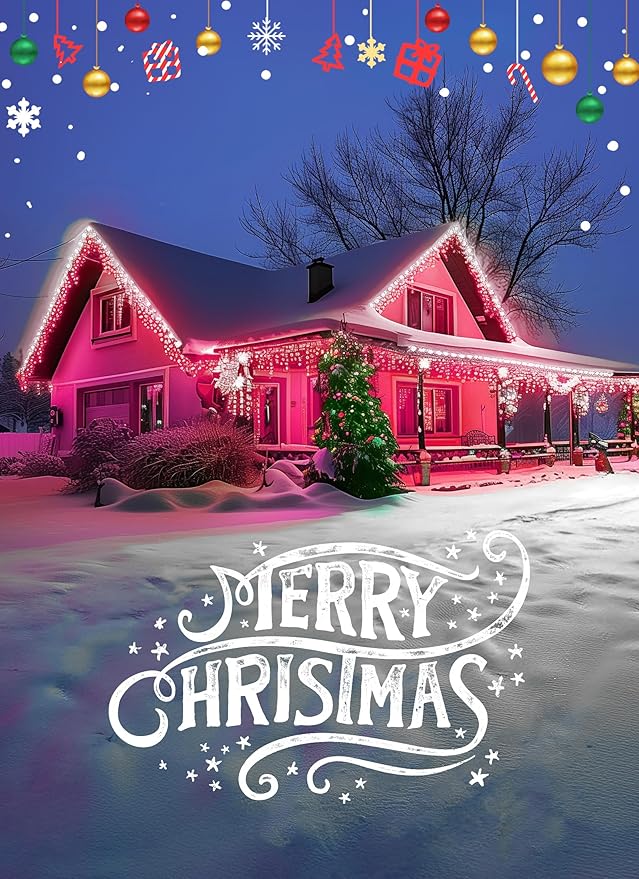 Minetom C9 Christmas String Lights, 100 Ft LED Commercial Outdoor Christmas Lights with 100 Pink and Pure White C9 Bulbs, Waterproof Connectable UL Certified for Indoor Roofline Backyard Xmas Decor