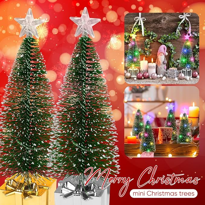 Mini Christmas Tree with Lights, 4 Pack Tabletop Christmas Tree with LED Lights for Indoor Christmas Decorations Holiday Party Ornagment, Christmas Centerpieces for Tables (4)