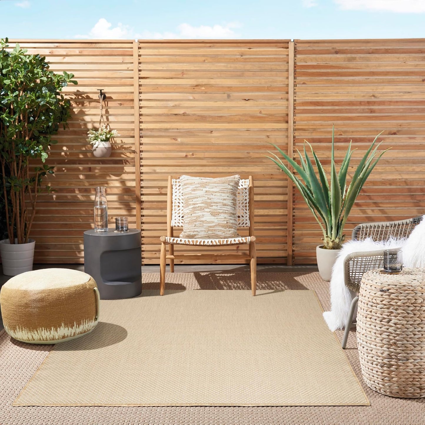 Nourison Home Courtyard Jute Ivory 4' x 6' Area Rug - Easy Clean, Non Shedding, Bed Room, Living Room, Dining Room, Kitchen (4' x 6')