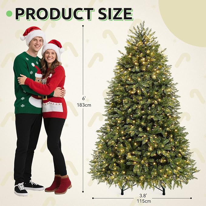 GOOBED 6FT Prelit Artificial Christmas Tree with Remote, Green Bell Shape Christmas Tree with Dual Color LED Lights, 11 Light Modes & Stand, Xmas Holiday Decor for Home,Mall, Office and Restaurant