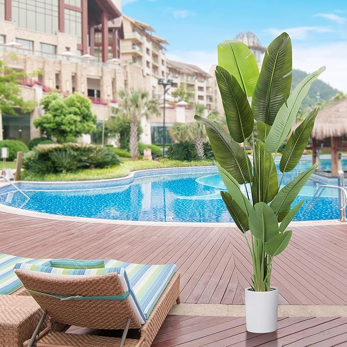 Artificial Tree 6.6Ft Silk Bird of Paradise Large Big Fake Potted Plants Tall Faux Silk Floor Plants for Home Living Room Bedroom Office Decor Indoor Outdoor…