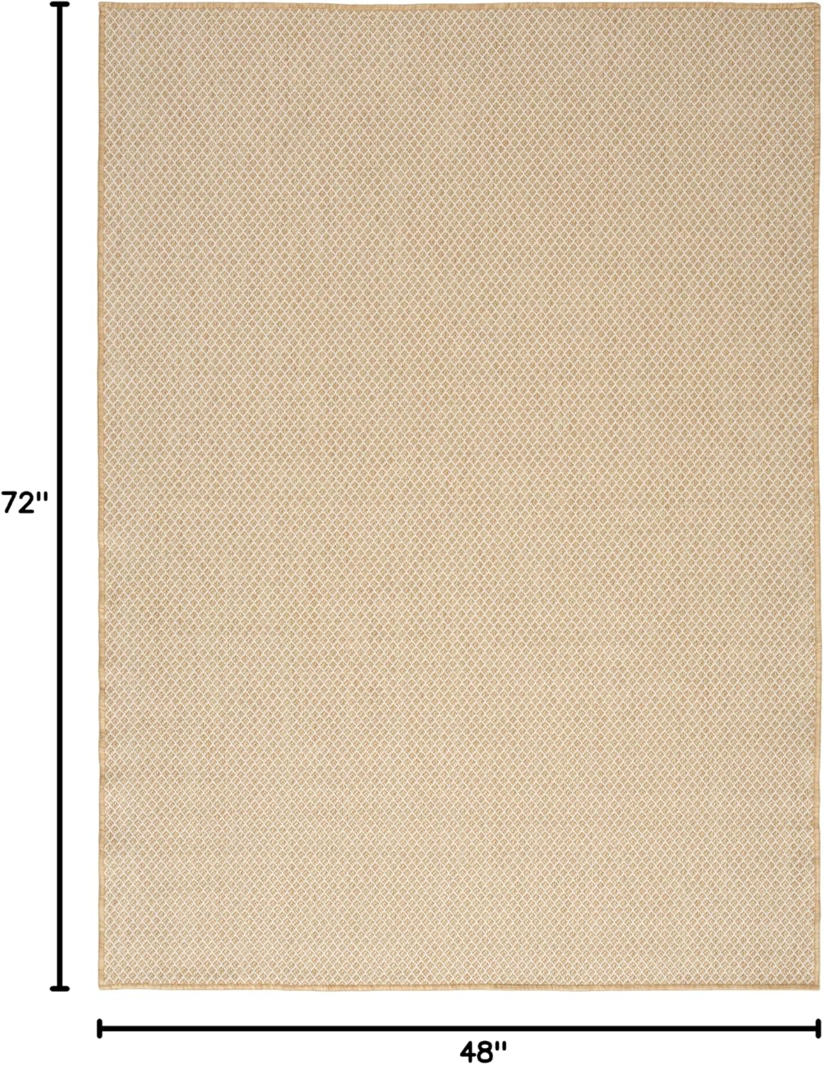 Nourison Home Courtyard Natural 4' x 6' Area Rug - Easy Clean, Non Shedding, Bed Room, Living Room, Dining Room, Kitchen (4' x 6')