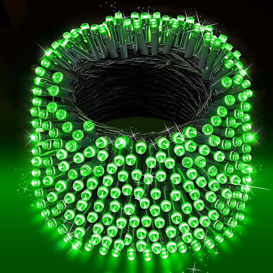 XURISEN 551FT 1400 LED Christmas Lights Outdoor Green Wire String Lights 8 Modes with Timer Memory Waterproof Fairy Light Plug in for Xmas Tree Wedding Yard Party Holiday Decorations(Green)