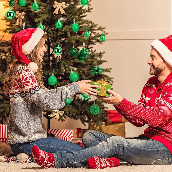 Aitsite 100 Pack Christmas Tree Ornaments Set Mini Shatterproof Holiday Ornaments Balls for Christmas Decorations (Green)