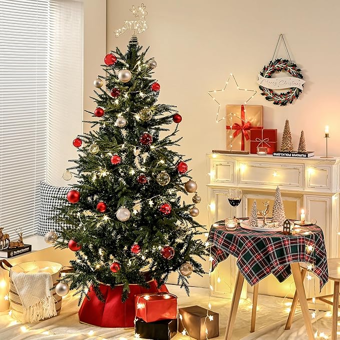 Red Glass Christmas Ball Ornaments, 2.36” Christmas Hanging Ornaments Set of 12 Xmas Baubles for Holiday Party Xmas Tree Decorations Gifts