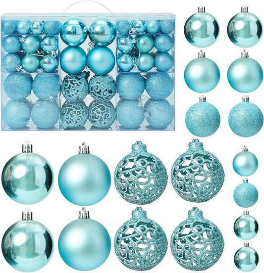 100-Pack Christmas Ball Ornaments for Tree,Shatterproof Plastic Holiday Baubles Set in Assorted Sizes and Finishes, Christmas Tree Decorations for Home, Office, Party, Indoor Outdoor Use