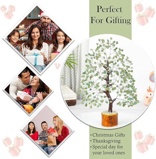 Green Jade Crystals Tree of Life Decor for Shelf Healing Crystals Spiritual Gift Sage Green Office & Room Decor House Warming Gifts New Home Decor Feng Shui Birthday Gifts for Women & Men