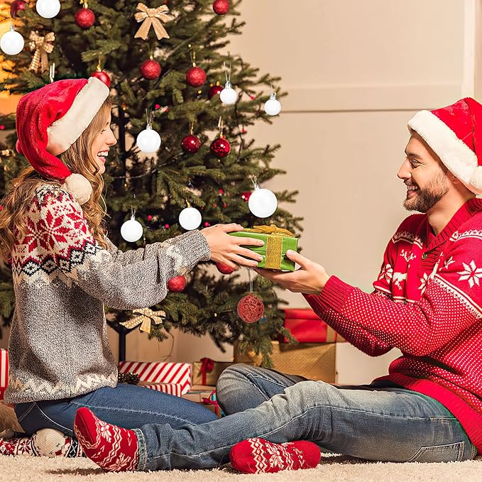 Aitsite 100 Pack Christmas Tree Ornaments Set Mini Shatterproof Holiday Ornaments Balls for Christmas Decorations (Red and White)