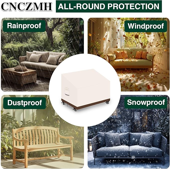 Heavy Duty Patio Sofa Covers Waterproof, Outdoor 3-Seater Couch Cover Waterproof, 600D Outdoor 2-Seater Loveseat Furniture Covers with Air Vent Handle 54''W x 38''D x 24''H/ 35''H Beige Brown