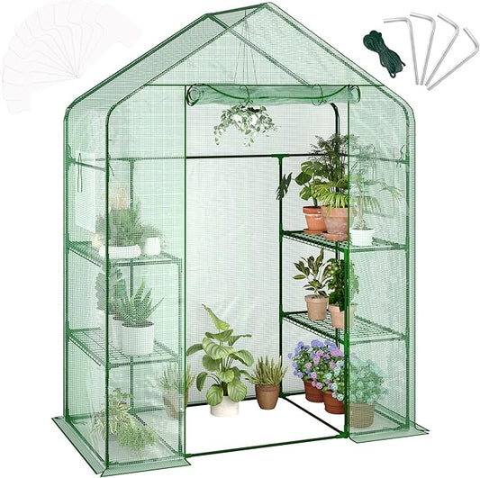 Greenhouses for Outdoors with 4 Wire Shelves, 57 x 29 x 77 in Portable Greenhouse with Thicken PE Cover, Roll-up Zipper Door, Walk-in Green Houses for Seedling Flowers Growing